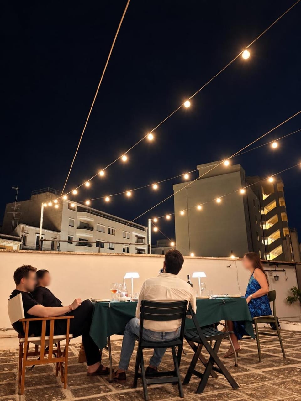 Patio, Night, Seating area, group of guests