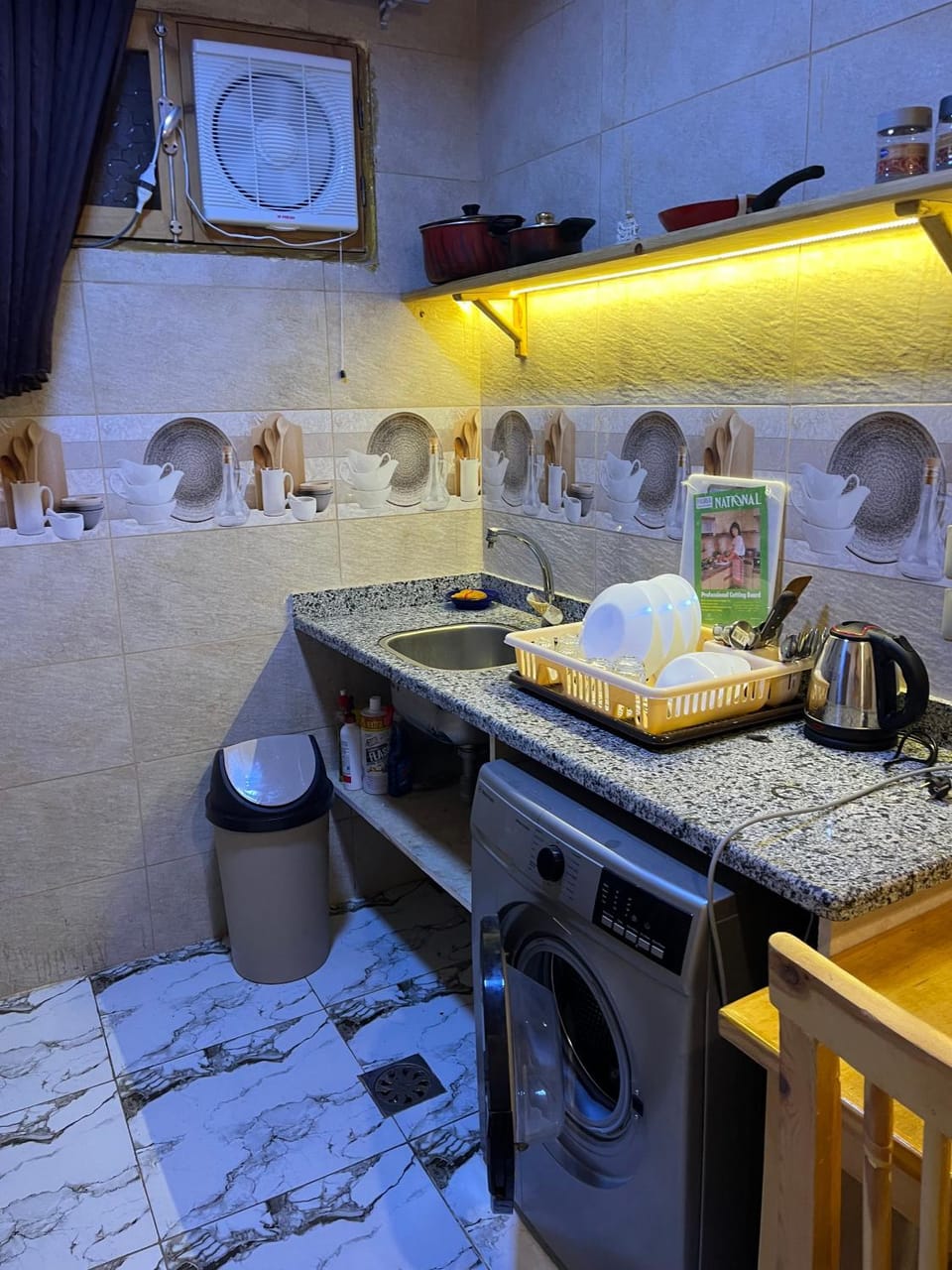 Kitchen or kitchenette, stove