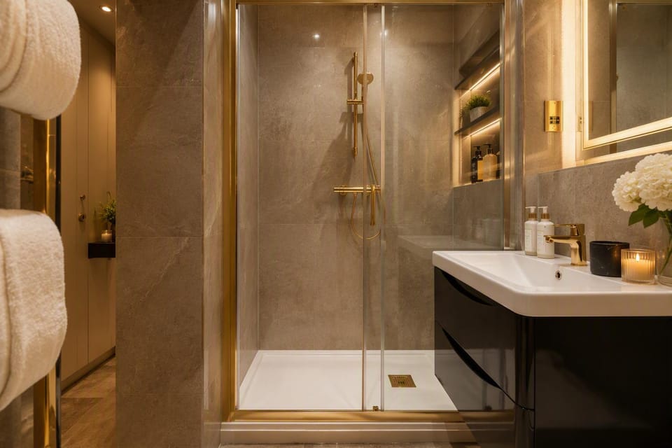 Shower, Bathroom, Bath, towels