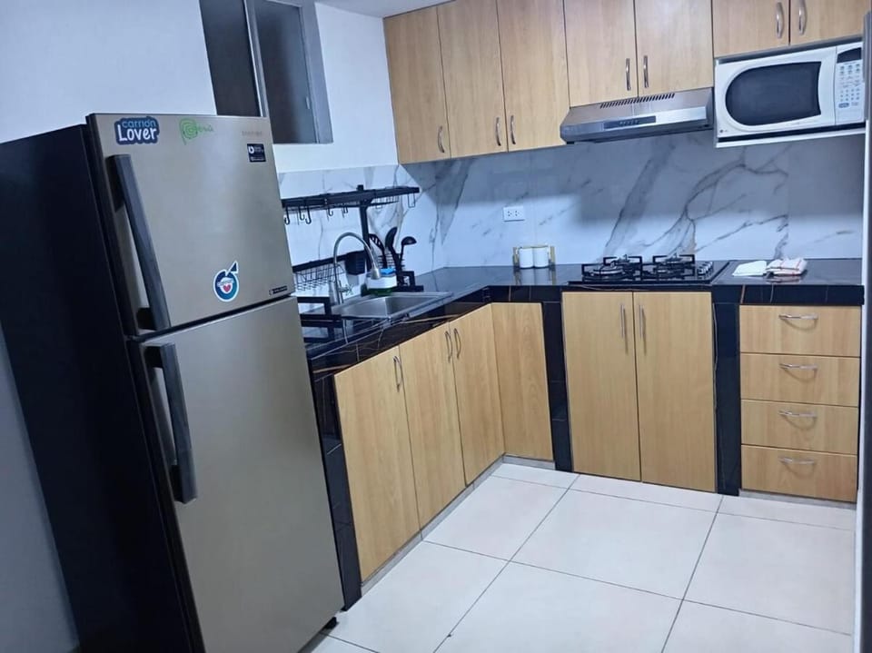 Kitchen or kitchenette, stove