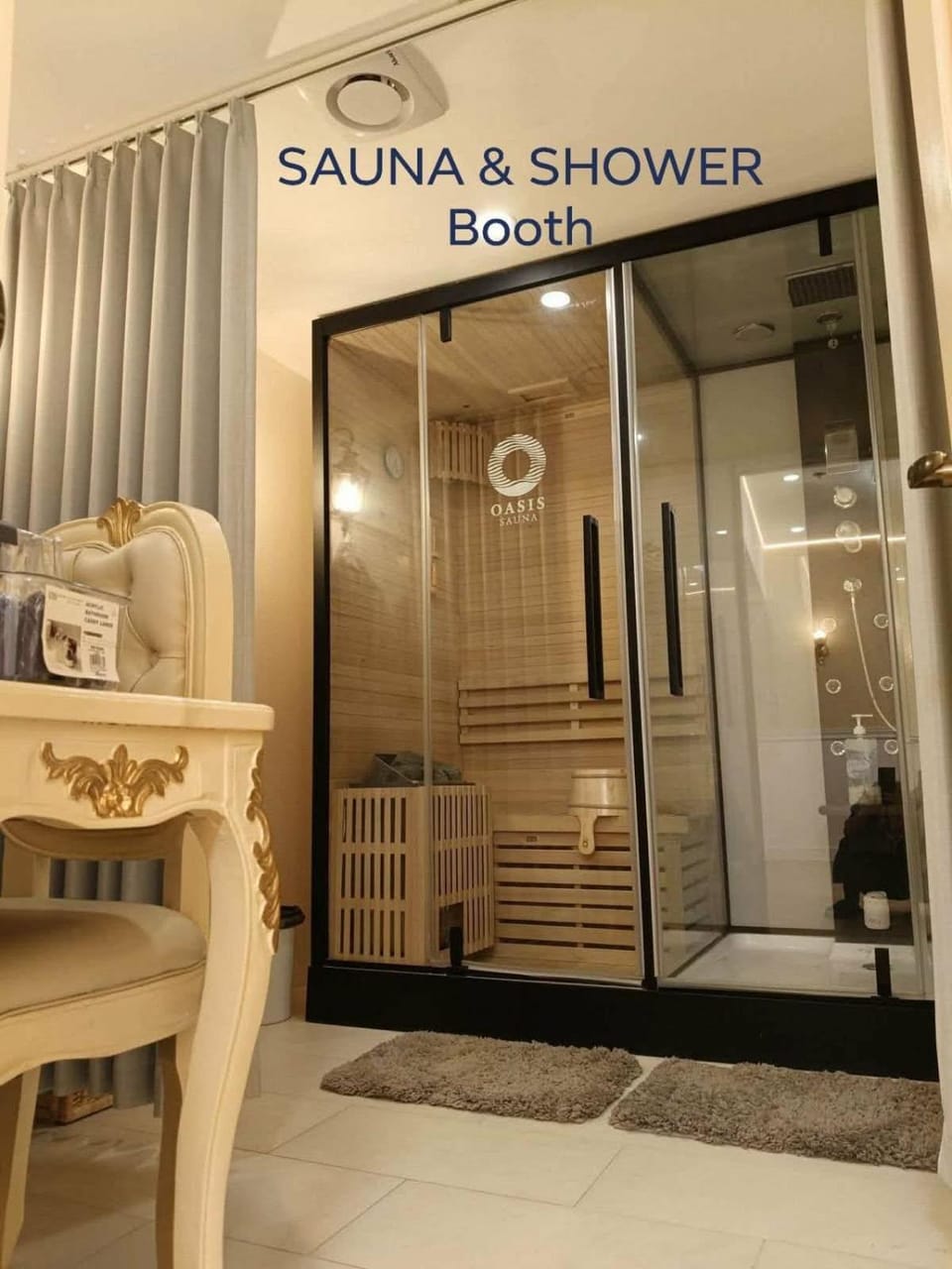 Shower, Sauna, Bathroom, Spa and wellness centre/facilities