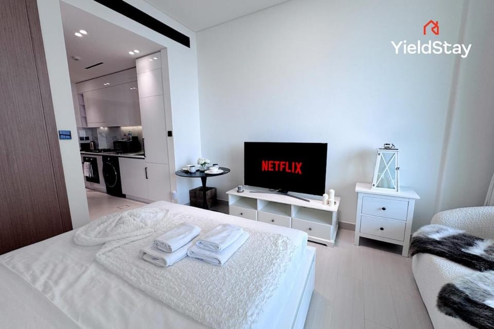 Binghatti Azure studio Stunning Pool View Stylish Interior JVC Apartment in Dubai