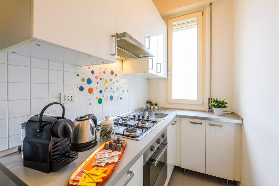 Kitchen or kitchenette, stove