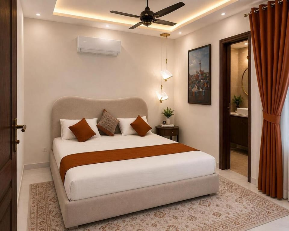 Bed, Photo of the whole room, Bedroom, air conditioner