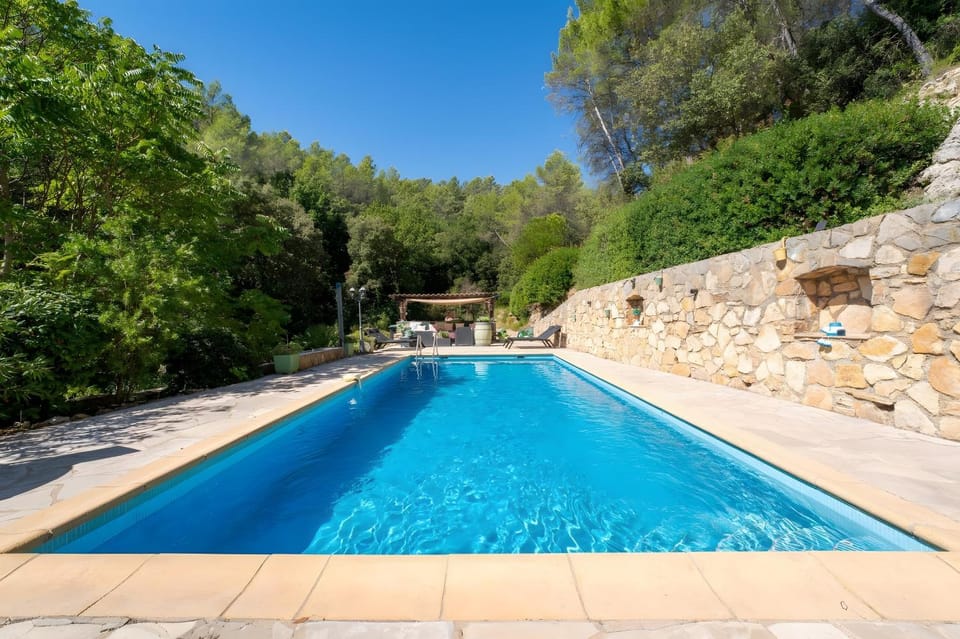 Property building, Living room, Swimming pool