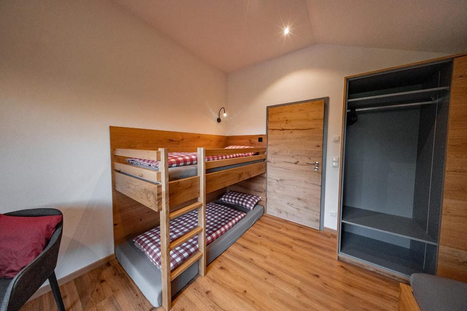 Bed, Photo of the whole room, Bedroom, bunk bed, wardrobe