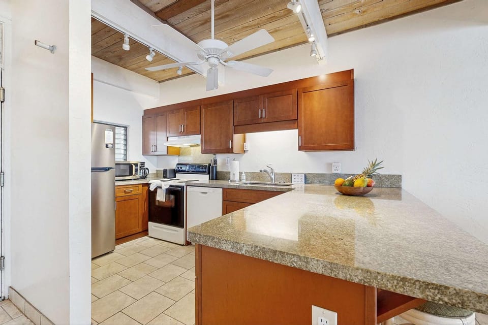Kitchen or kitchenette, dishwasher, oven, stove, toaster