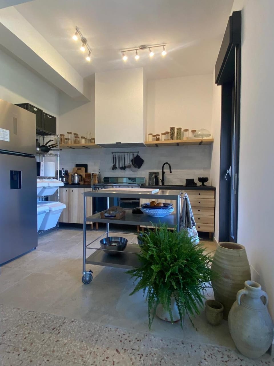 Kitchen or kitchenette, stove