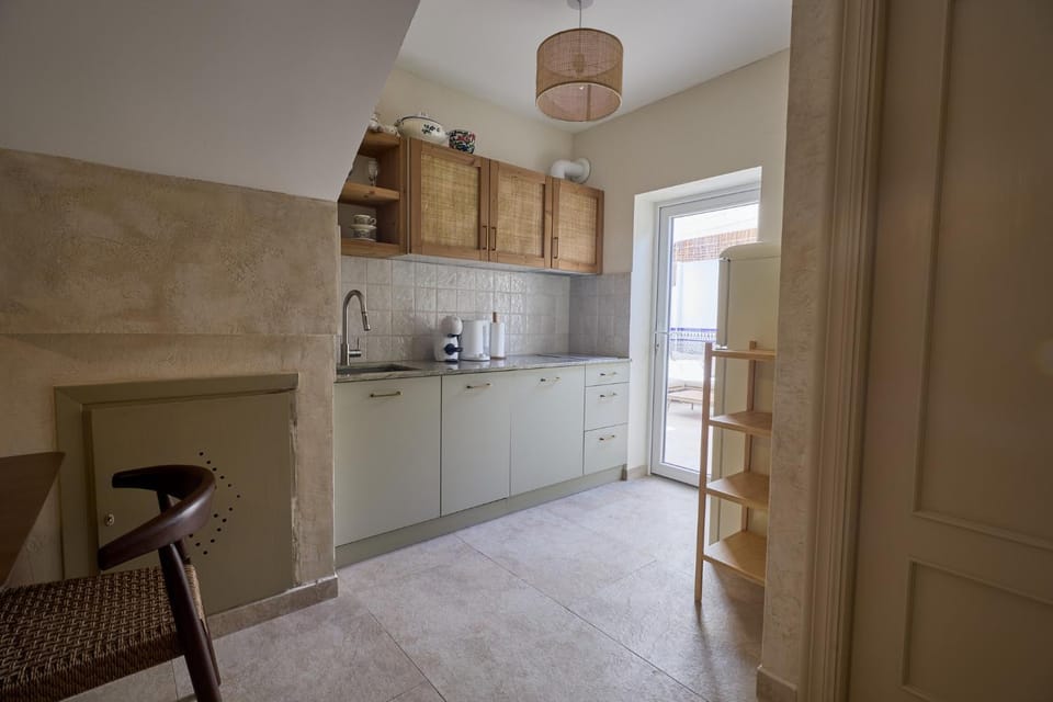 Kitchen or kitchenette, stove