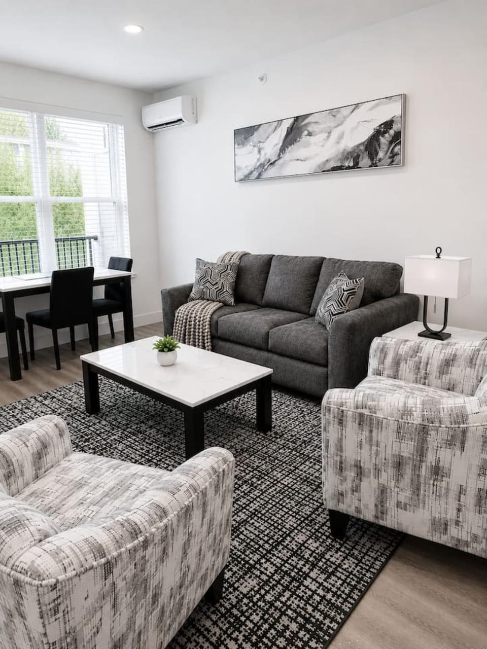 Living room, Seating area, air conditioner