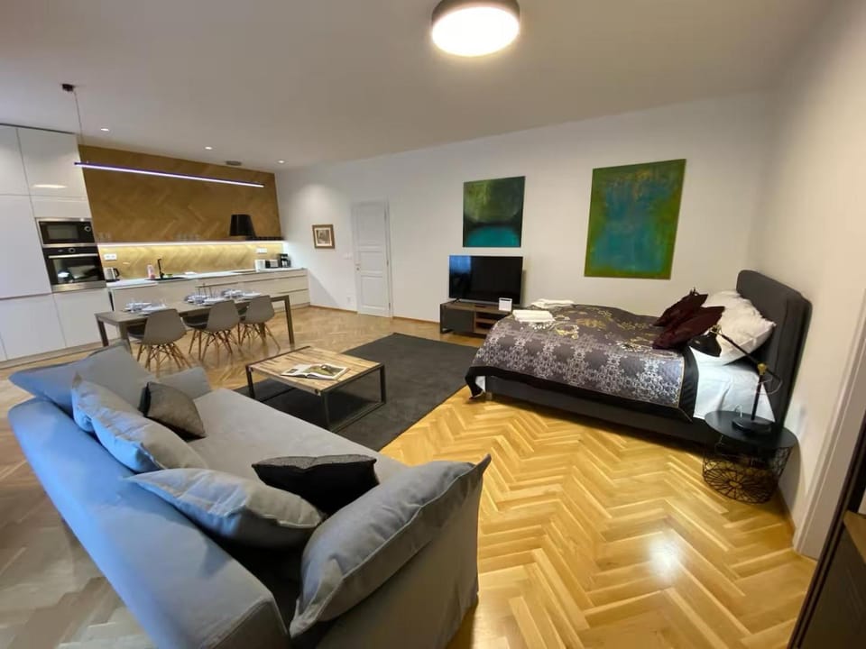 TV and multimedia, Kitchen or kitchenette, Living room, Seating area, Dining area