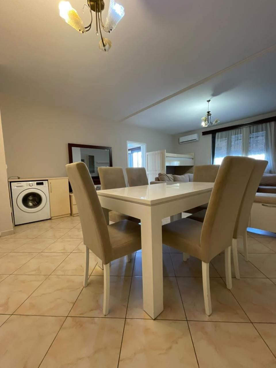 Kitchen or kitchenette, Living room, Dining area, washing machine