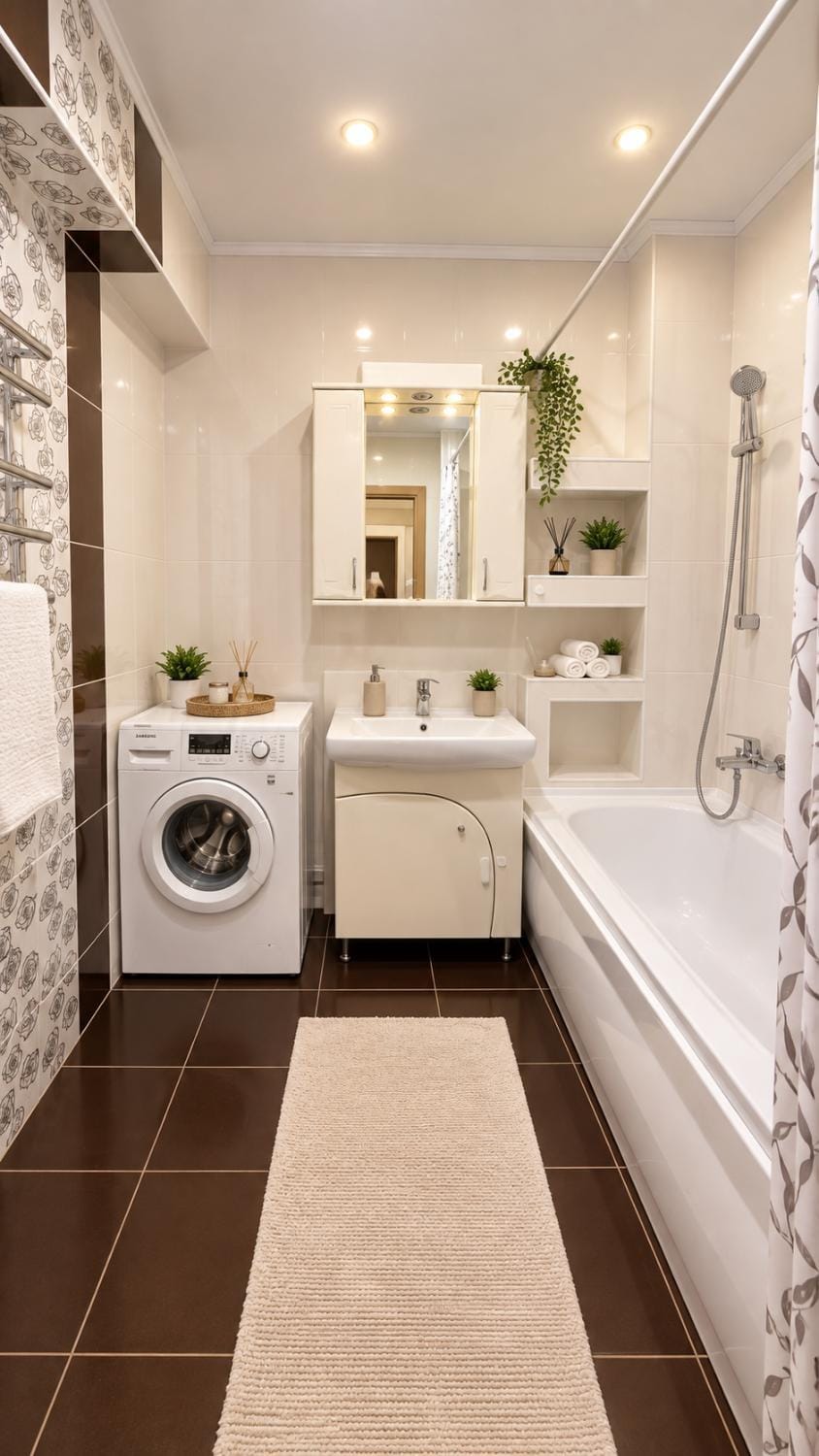 Bathroom, towels, washing machine