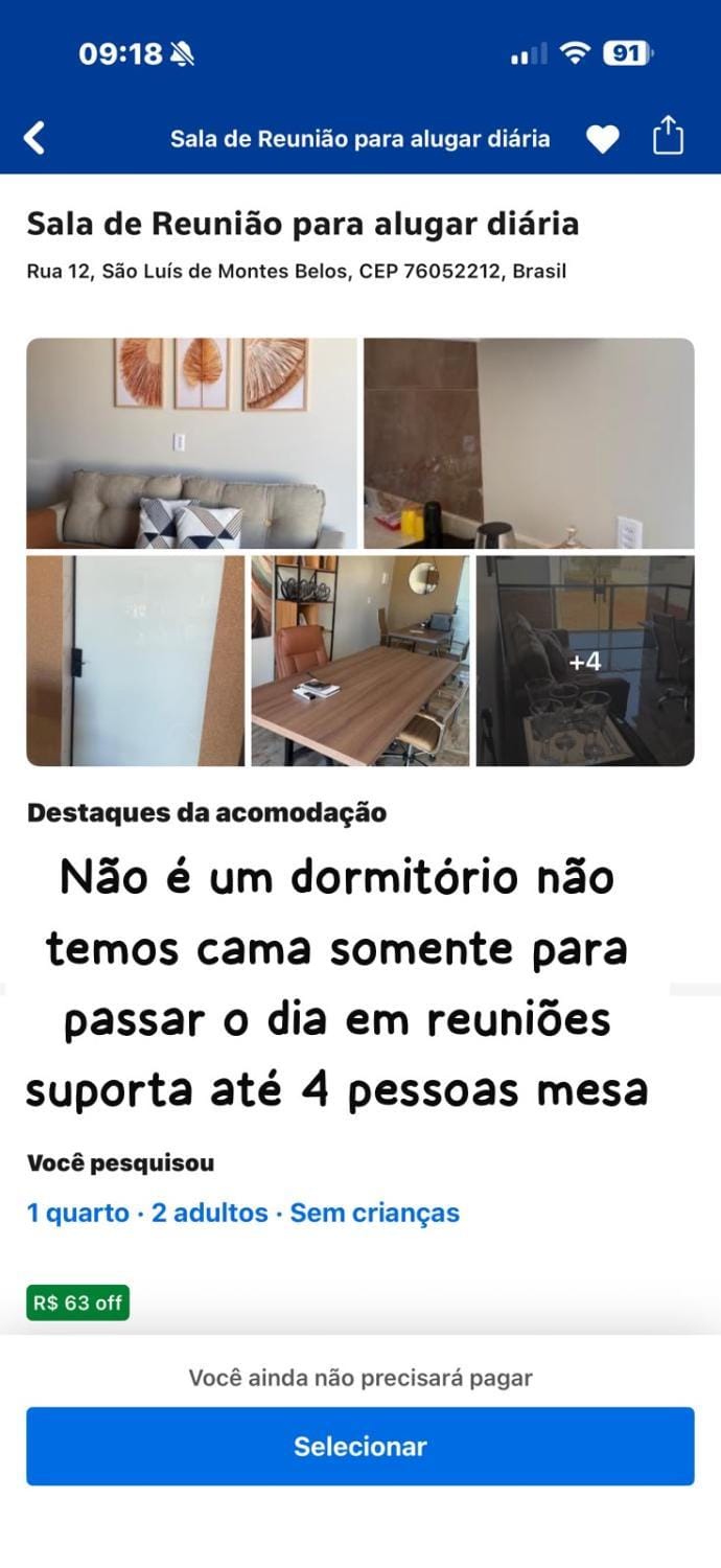 Sala de Reunião para alugar diária das 8 às 18horas Apartment in State of Goiás