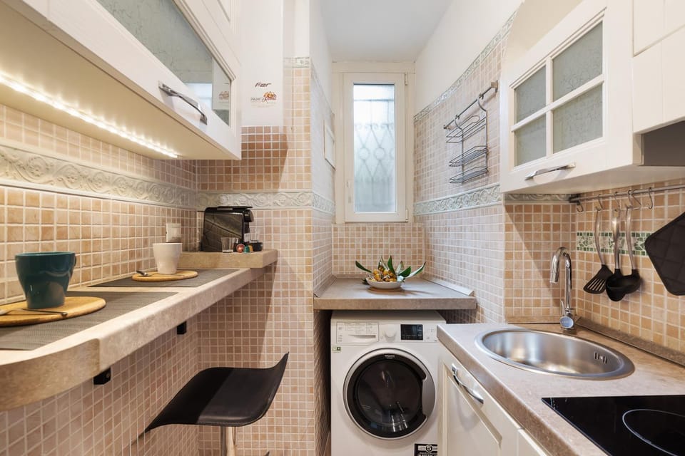Kitchen or kitchenette, dishwasher, washing machine