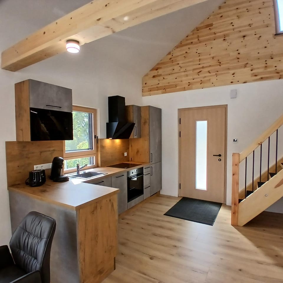 Kitchen or kitchenette, stove