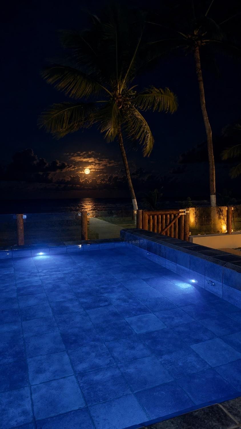 Night, Pool view, Swimming pool