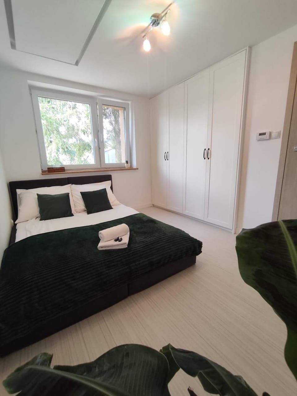 Bed, Photo of the whole room, Bedroom, towels, wardrobe