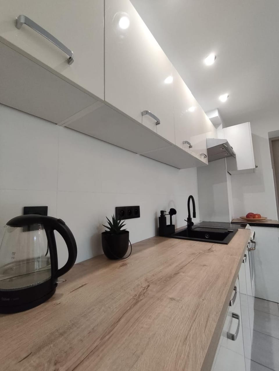 Kitchen or kitchenette, stove