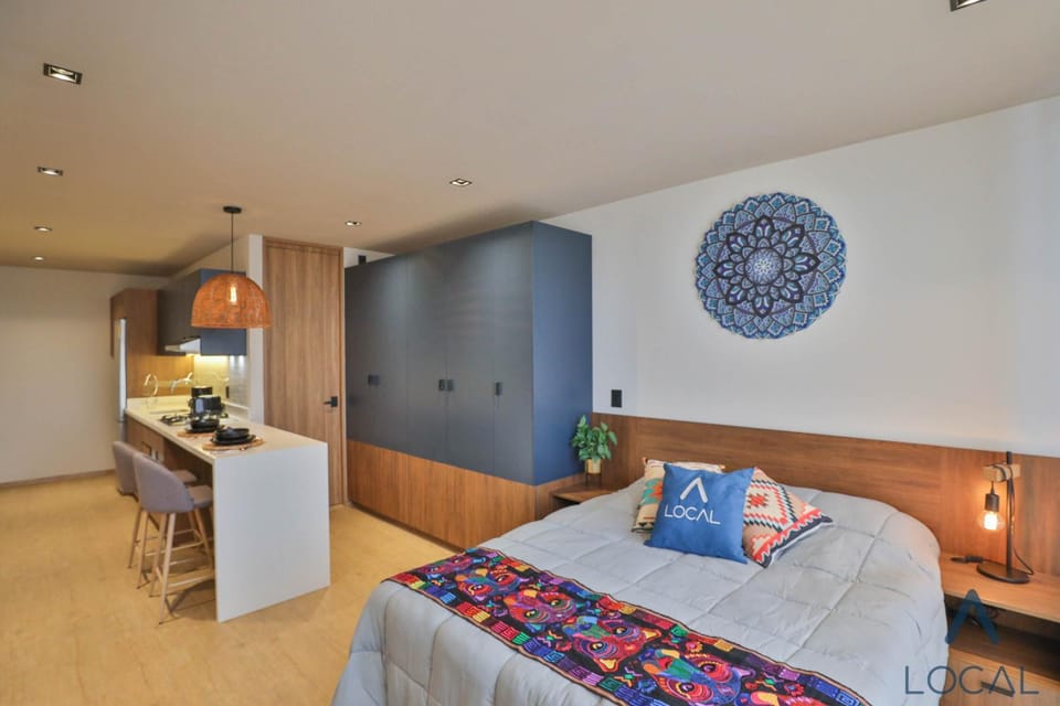 Bed, Kitchen or kitchenette, Photo of the whole room, Bedroom