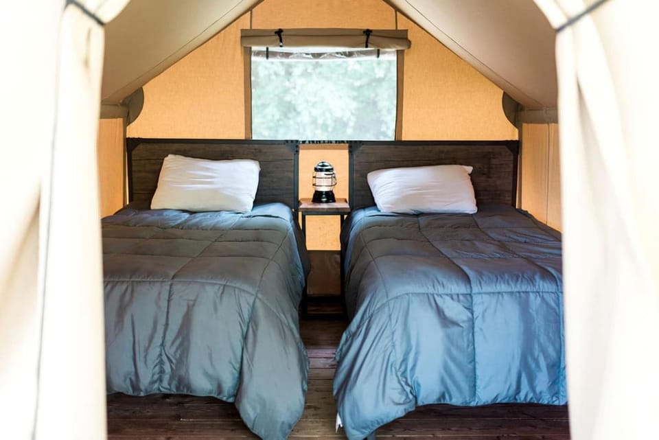 Unique Heated Glamping Tent with Covered Outdoor Fire Pit in Knoxville, Tennessee Luxury tent in Knoxville