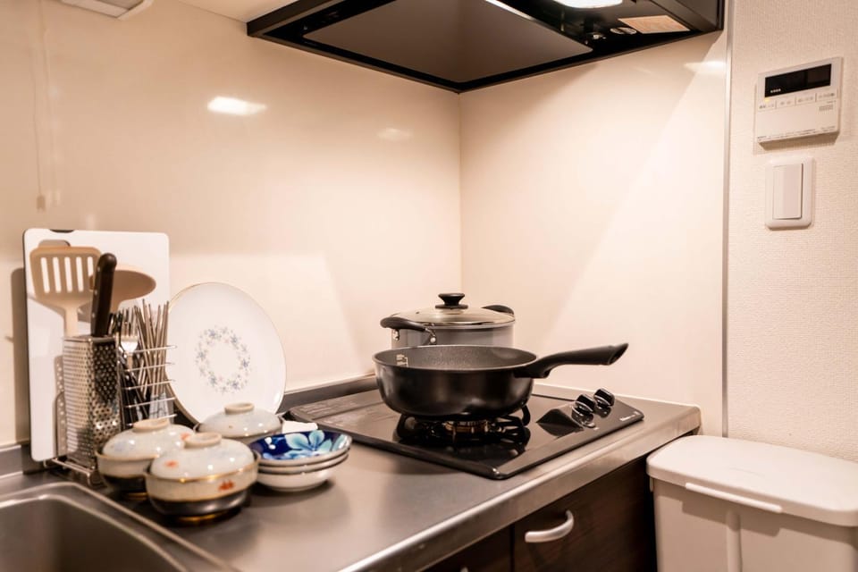 Kitchen or kitchenette, stove