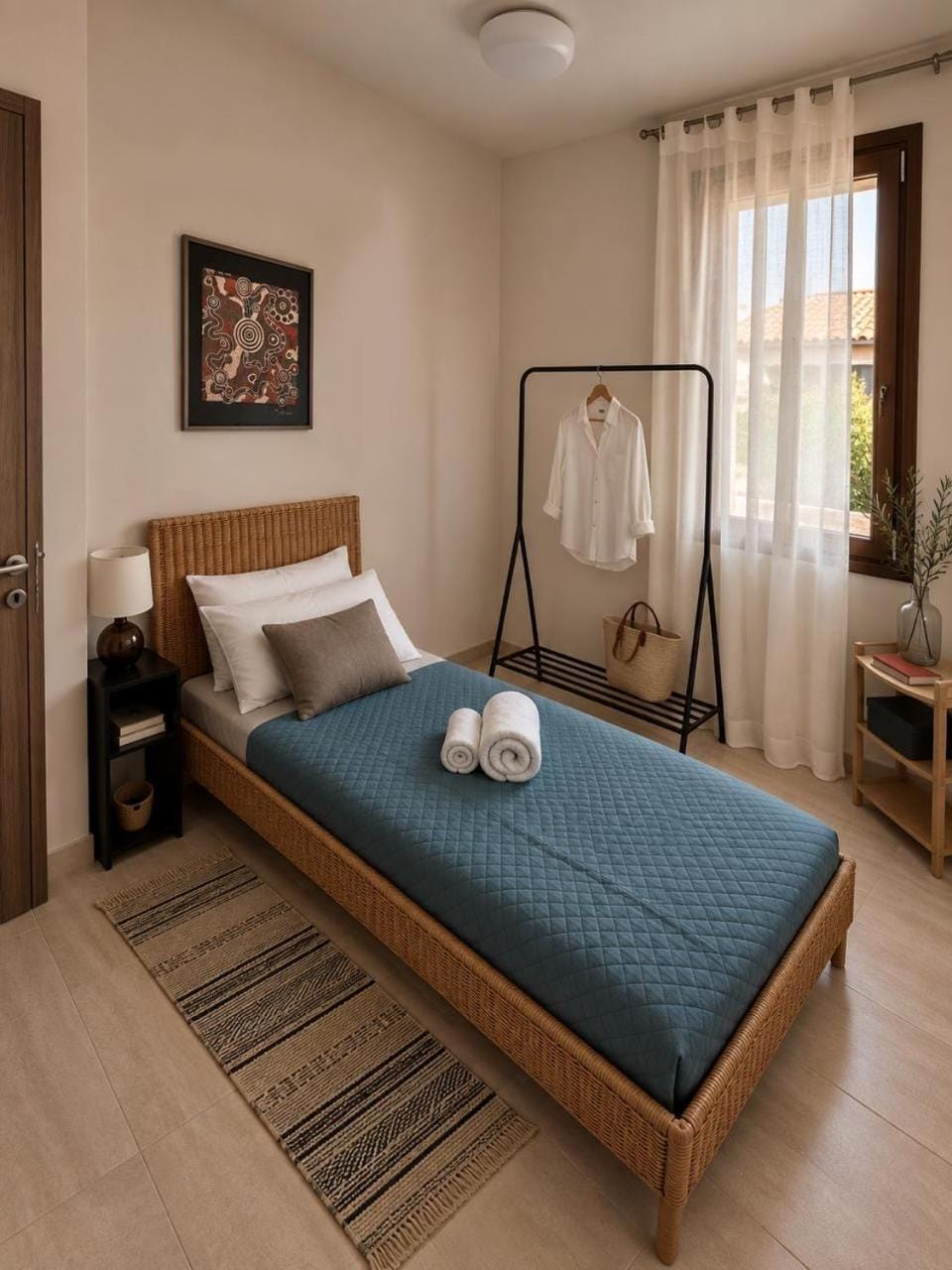 Bed, Photo of the whole room, Bedroom, towels