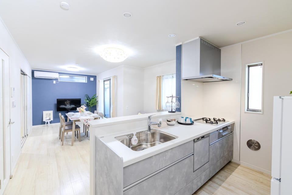 Kitchen or kitchenette, dishwasher, oven, stove