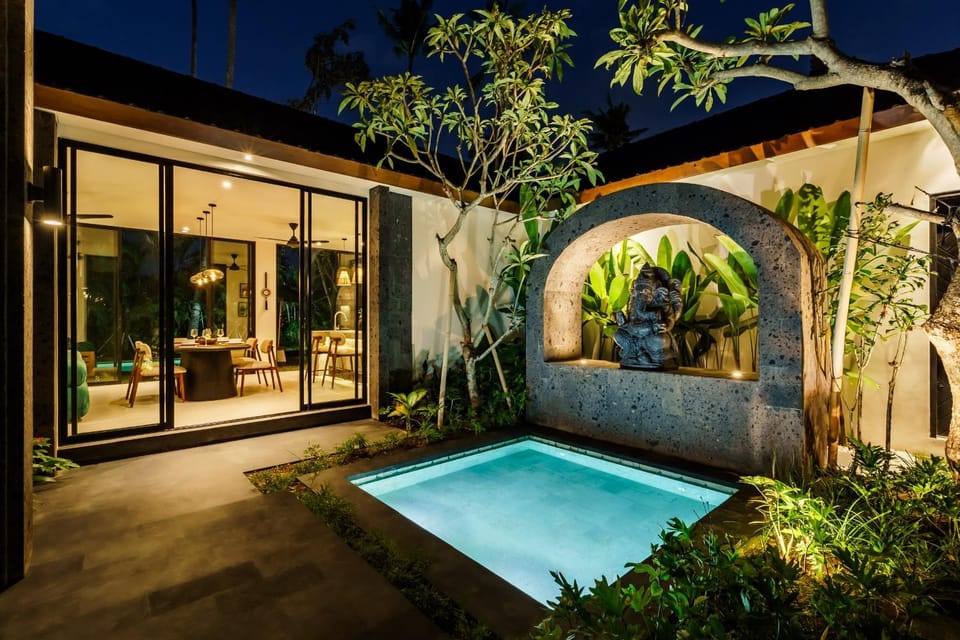 Property building, Night, Garden