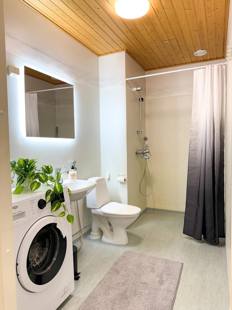Shower, Toilet, Bathroom, bidet, towels, washing machine