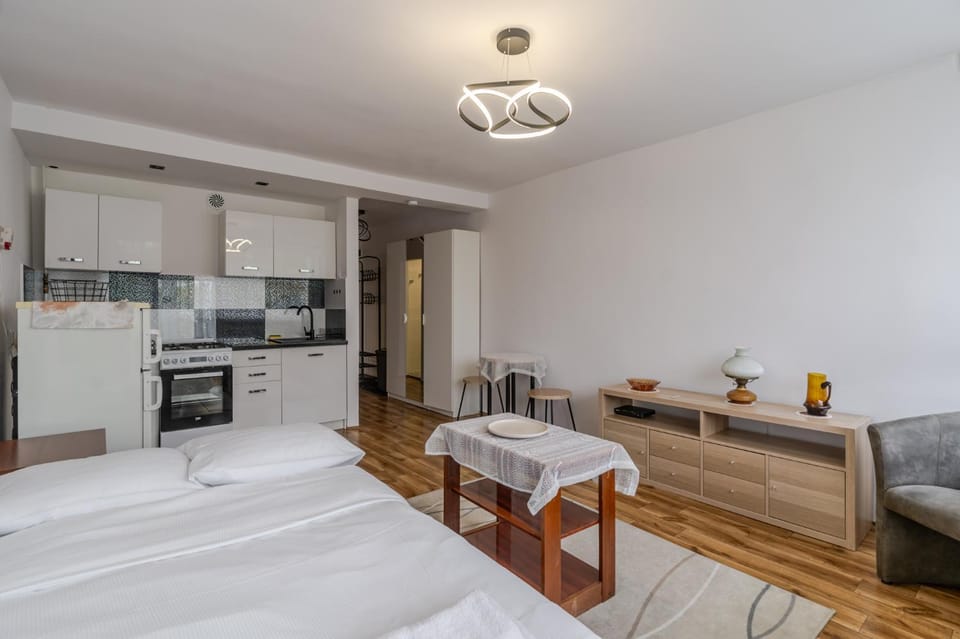 Bed, Kitchen or kitchenette, Living room, Photo of the whole room, Seating area, Dining area, Bedroom, oven, stove, toaster