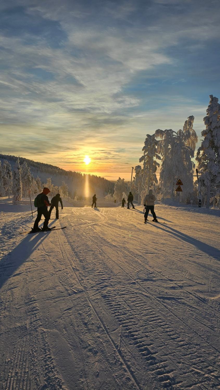 Natural landscape, Winter, Skiing, Sunset