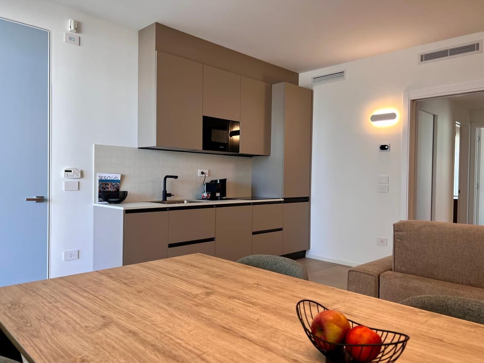 Kitchen or kitchenette, Living room, Dining area, stove