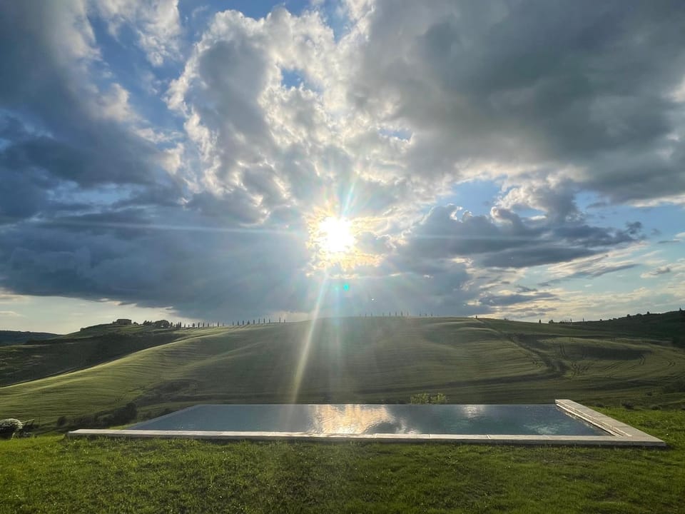 Natural landscape, Swimming pool, Sunset