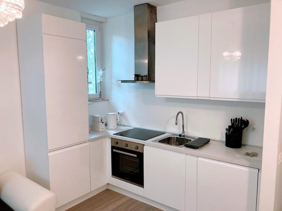Kitchen or kitchenette, dishwasher, oven, stove