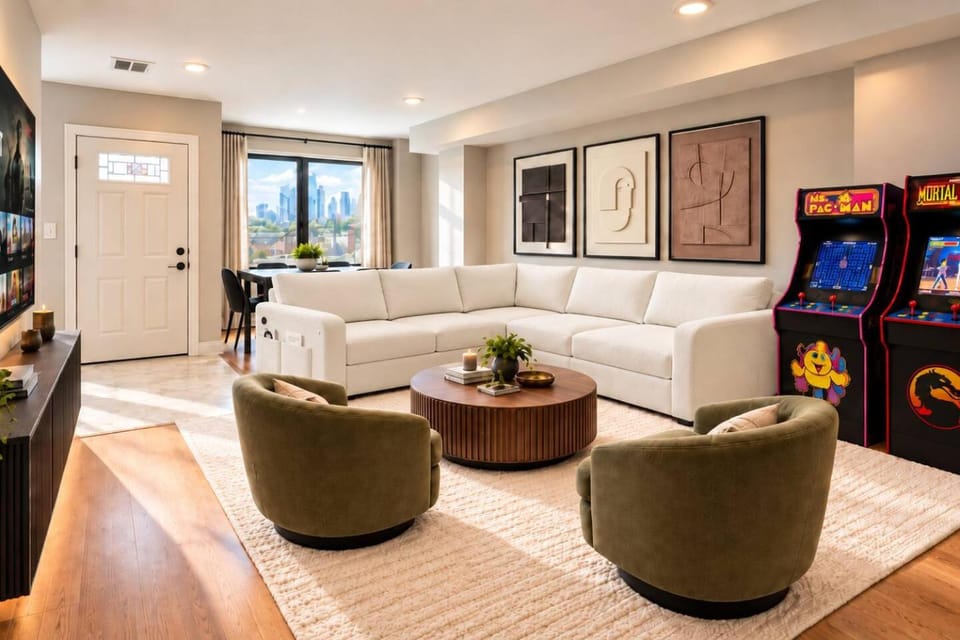 Game Room, Living room, City view