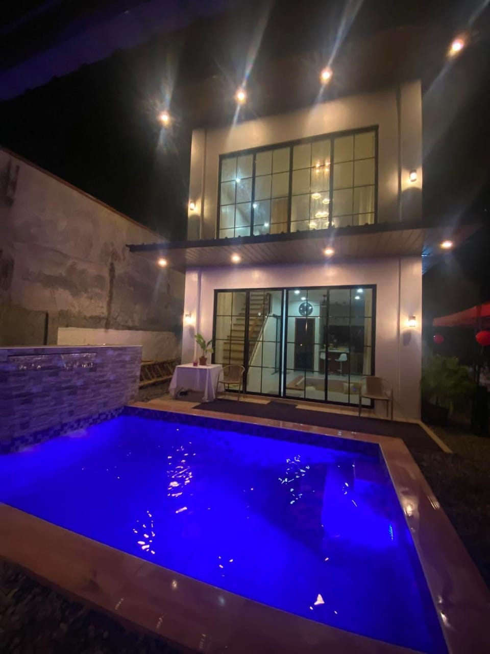 Property building, Night, Pool view, Swimming pool