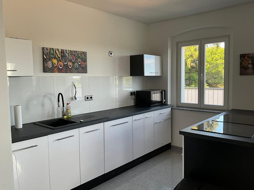 Kitchen or kitchenette, dishwasher, stove
