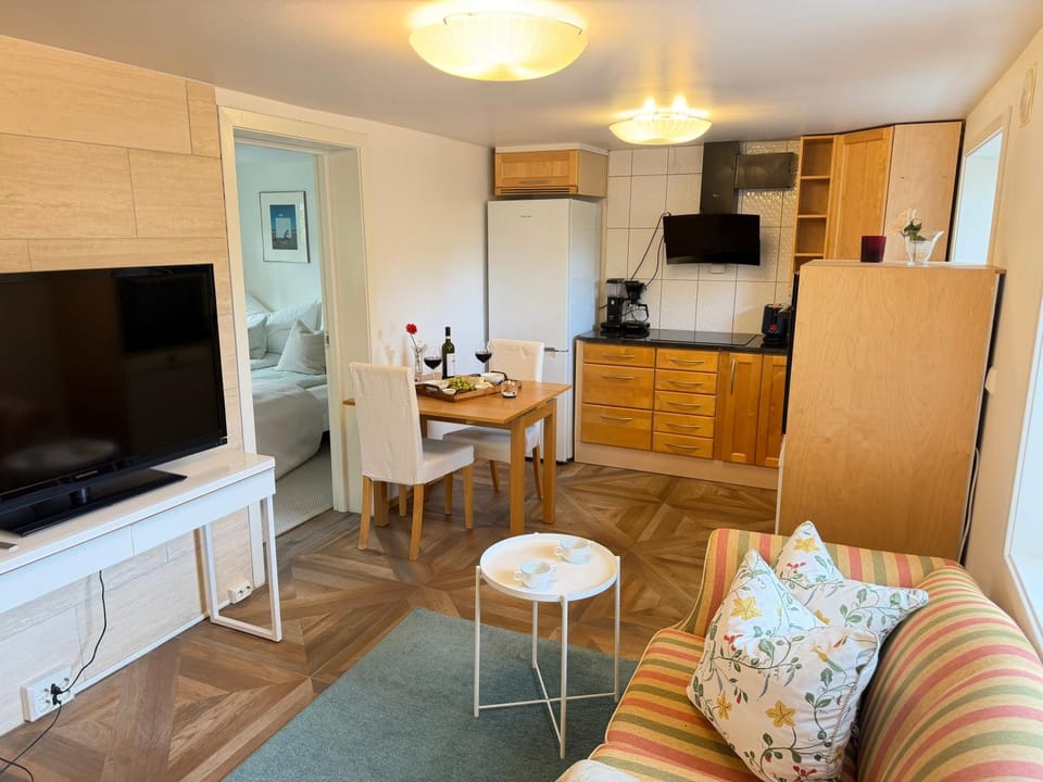 Kitchen or kitchenette, Living room, Seating area, Dining area, oven, pet friendly, stove
