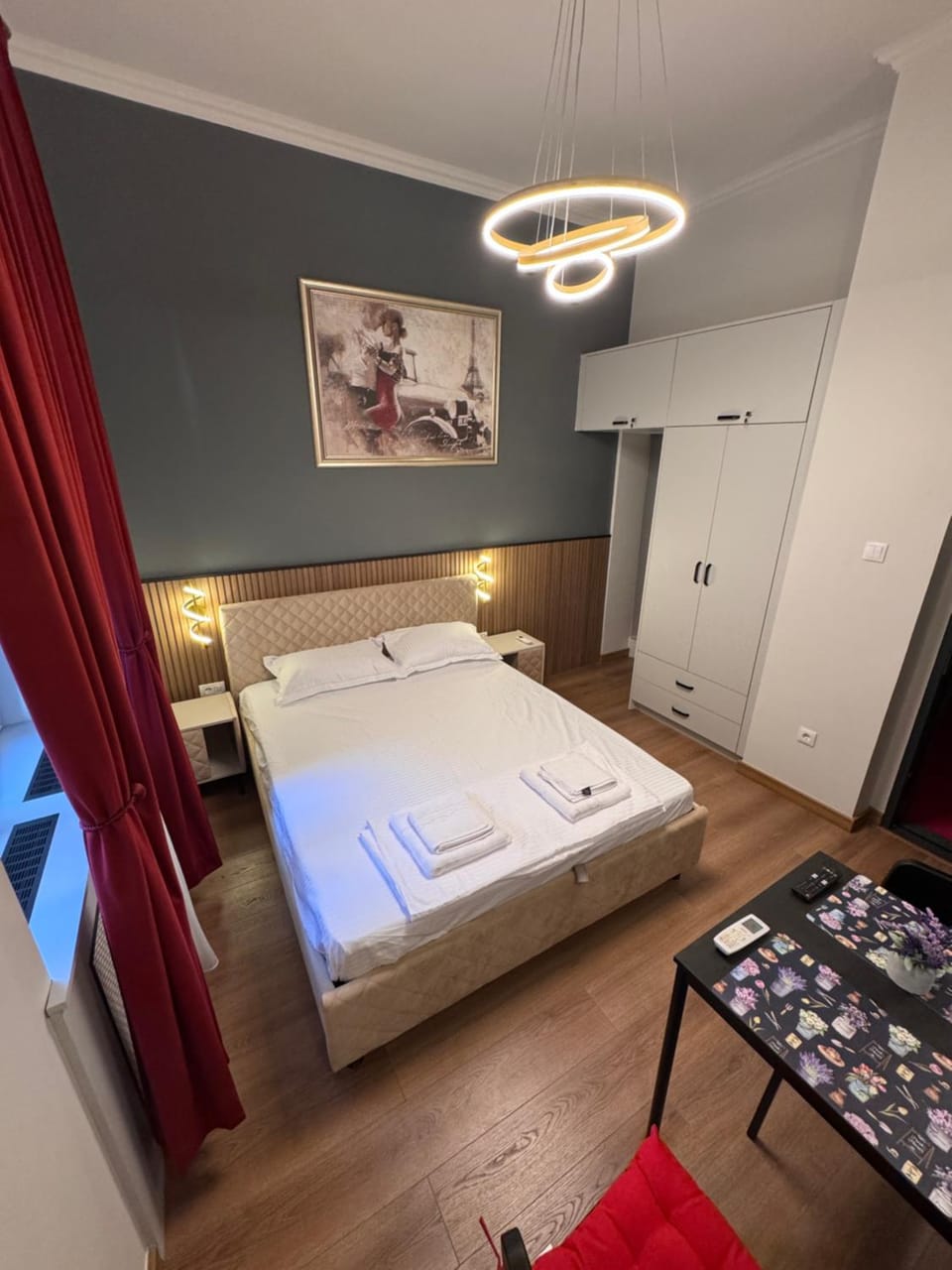 Bed, Photo of the whole room, Bedroom, towels, wardrobe