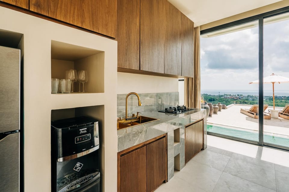 Kitchen or kitchenette, stove
