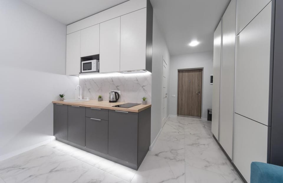 Kitchen or kitchenette, stove, wardrobe