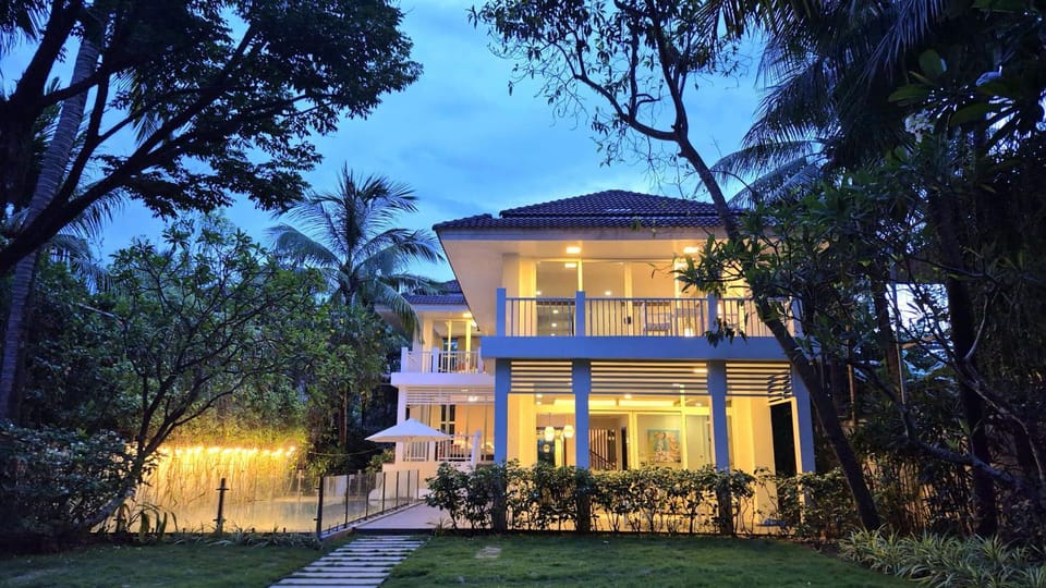Property building, Night, Garden, Garden view