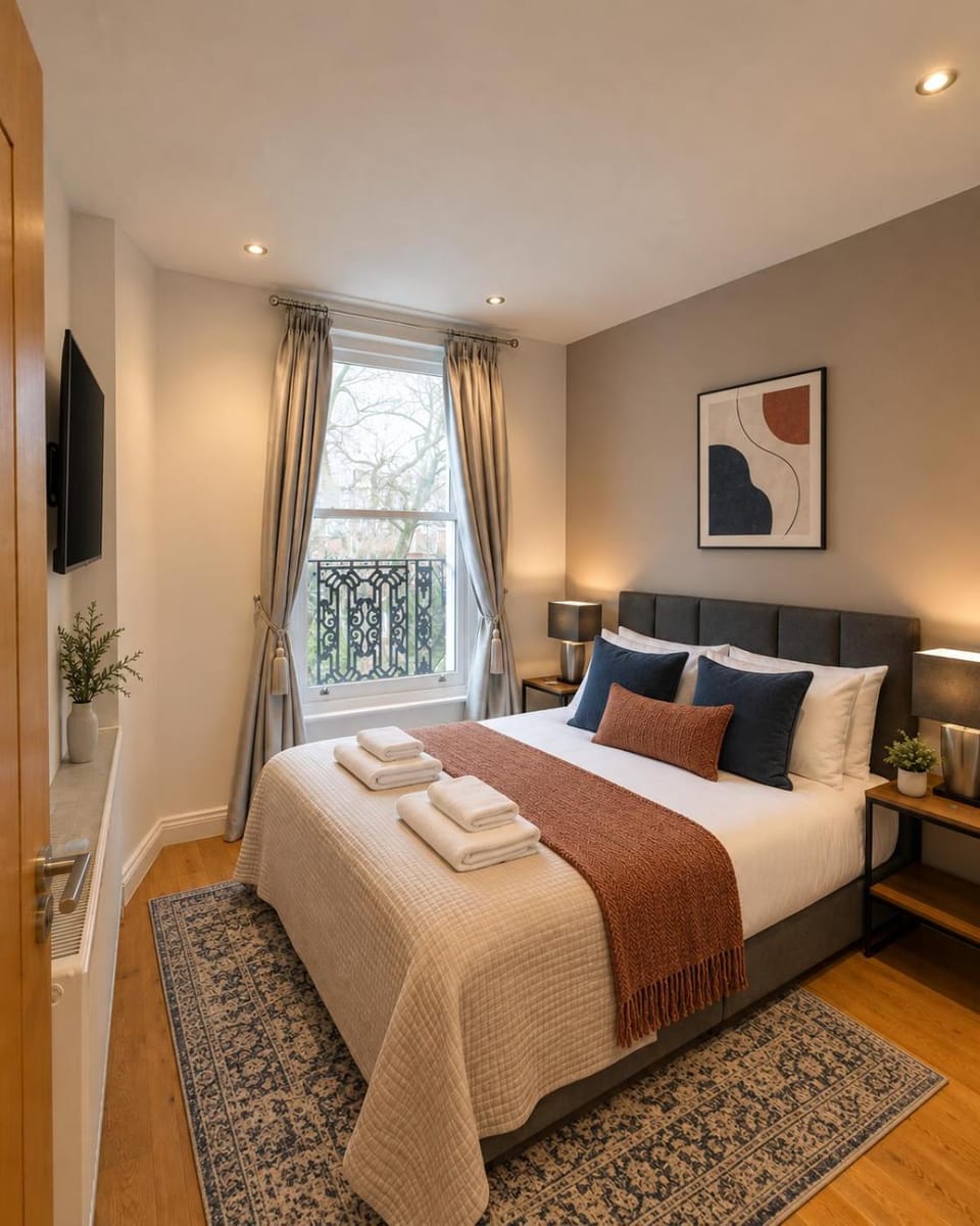 Bed, TV and multimedia, Photo of the whole room, Bedroom, towels