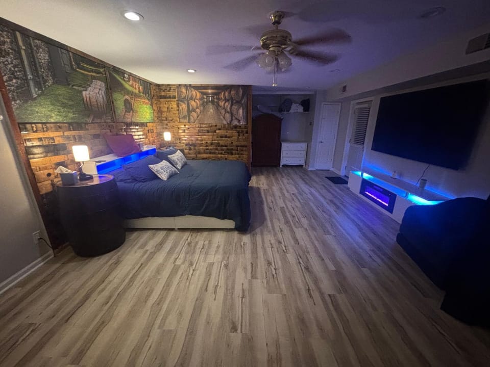 TV and multimedia, Photo of the whole room, Bedroom, fireplace