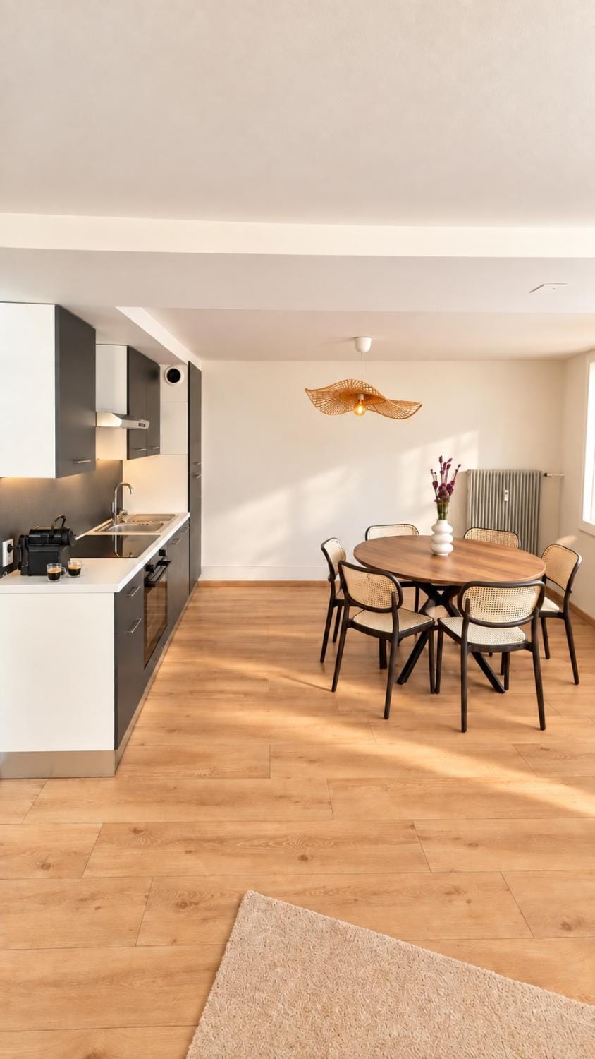Kitchen or kitchenette, Dining area, stove