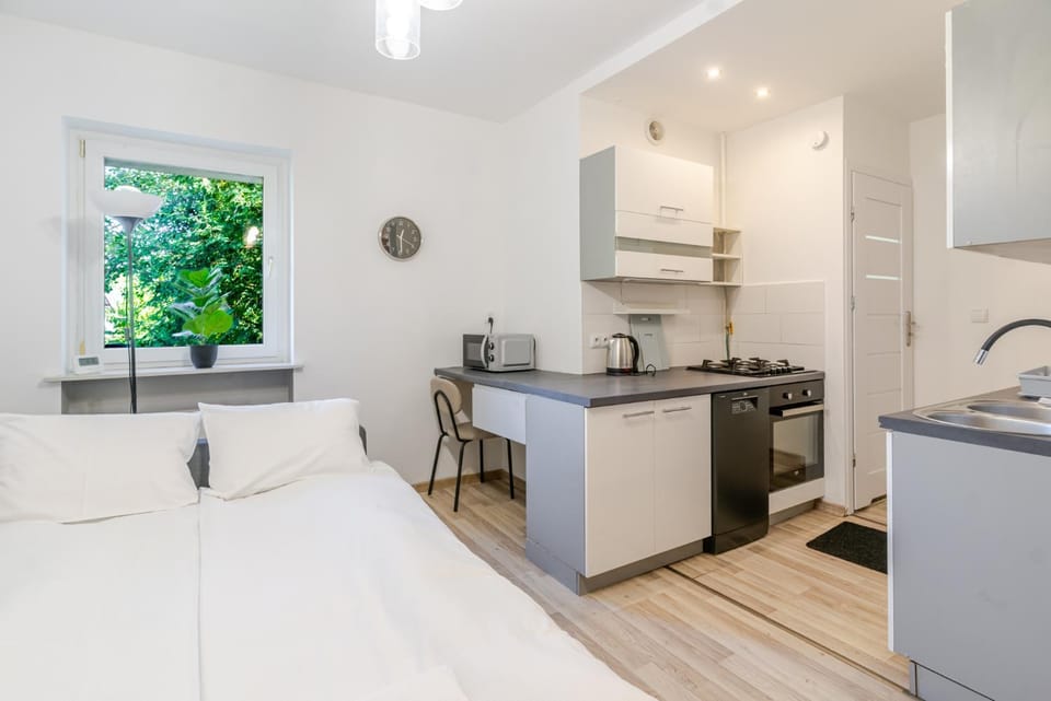 Kitchen or kitchenette, oven, stove