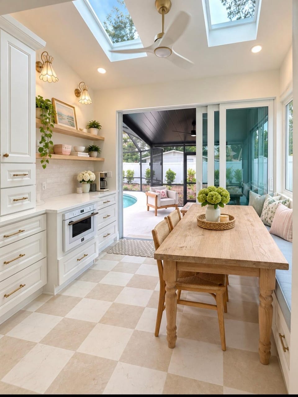 Patio, Kitchen or kitchenette, Seating area, Dining area, Pool view, Swimming pool