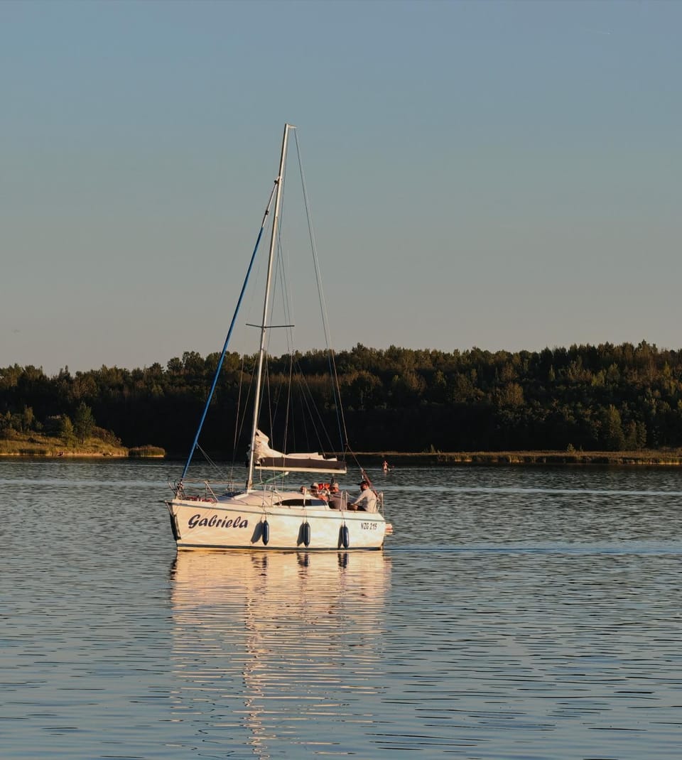 Gabriela nocleg na jachcie nad Jeziorem Tarnobrzeskim Docked boat in Poland