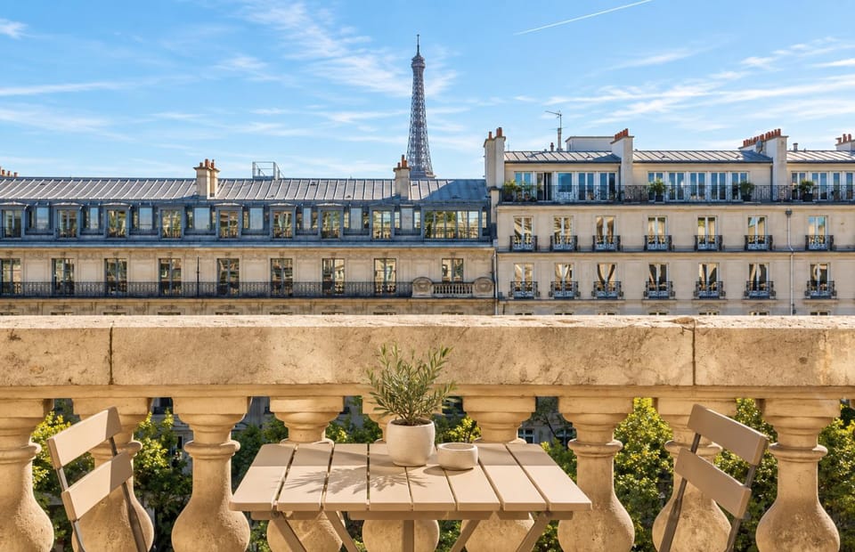 Pope Leo XIV Champs-Elysees View - Arc de Triomphe - Eiffel Tower Apartment in Paris
